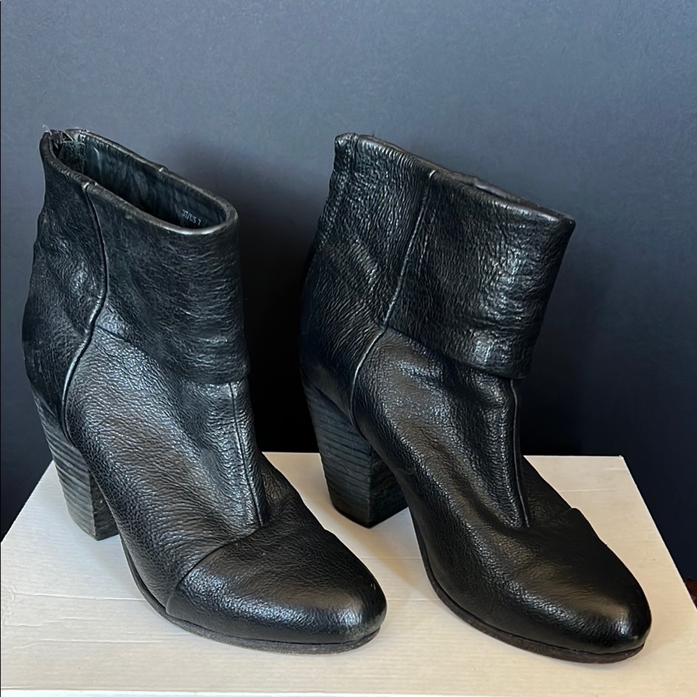 Black Leather Ankle Boots